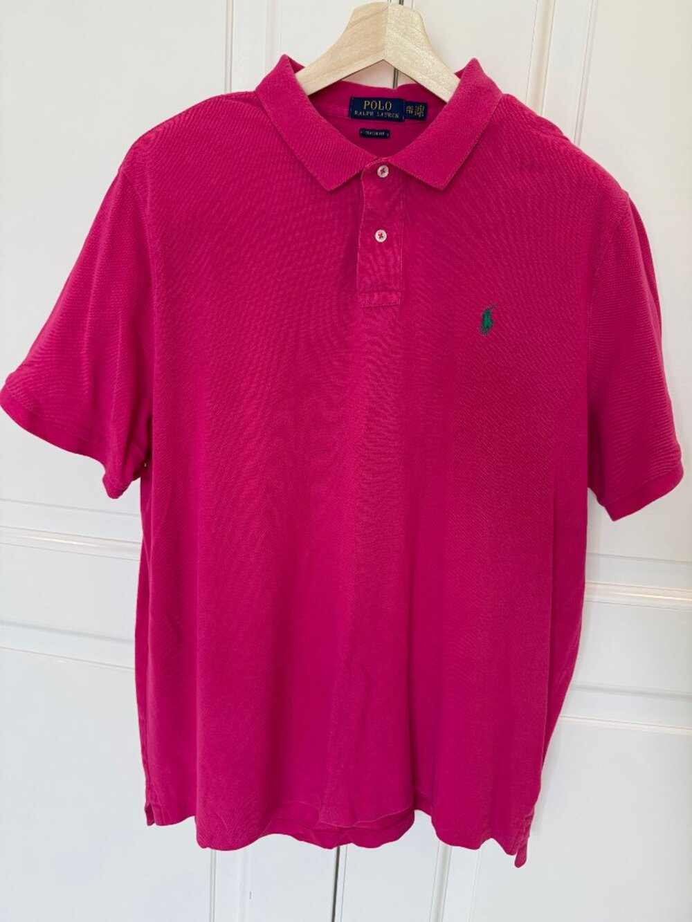Polo Ralph Lauren Men’s XXL Classic Fit Pink Green Pony Mesh Polo Shirt